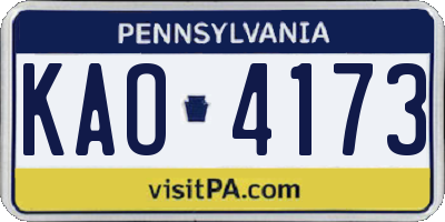 PA license plate KAO4173