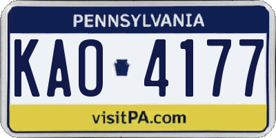 PA license plate KAO4177