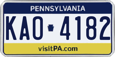 PA license plate KAO4182