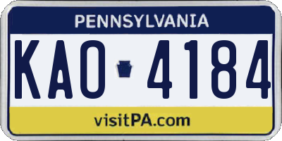 PA license plate KAO4184