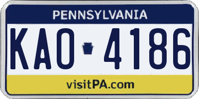 PA license plate KAO4186