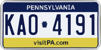 PA license plate KAO4191