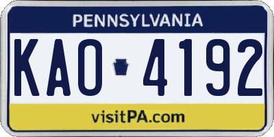 PA license plate KAO4192