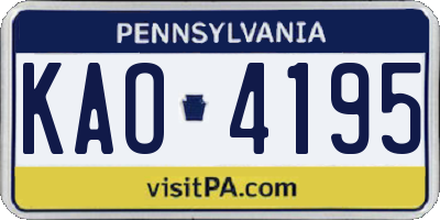 PA license plate KAO4195