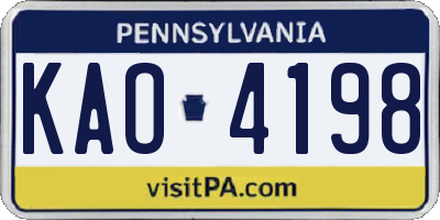 PA license plate KAO4198