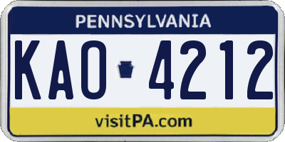 PA license plate KAO4212