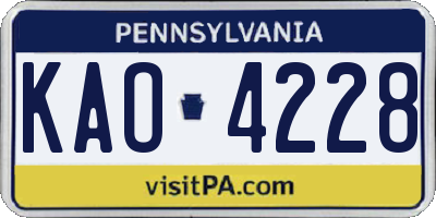 PA license plate KAO4228