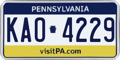 PA license plate KAO4229