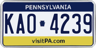 PA license plate KAO4239