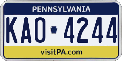 PA license plate KAO4244