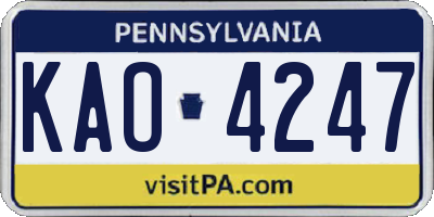 PA license plate KAO4247