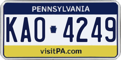 PA license plate KAO4249