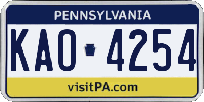 PA license plate KAO4254