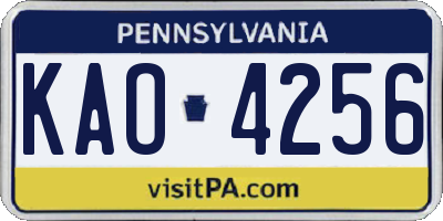 PA license plate KAO4256