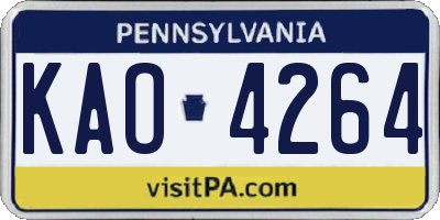 PA license plate KAO4264