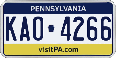 PA license plate KAO4266