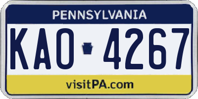 PA license plate KAO4267