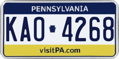 PA license plate KAO4268