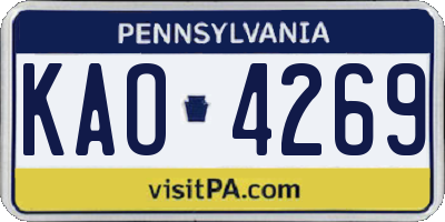 PA license plate KAO4269