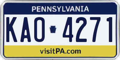 PA license plate KAO4271