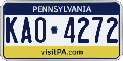 PA license plate KAO4272