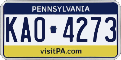 PA license plate KAO4273