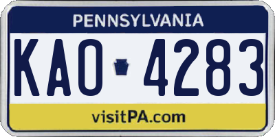 PA license plate KAO4283