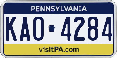 PA license plate KAO4284