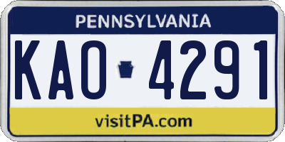 PA license plate KAO4291