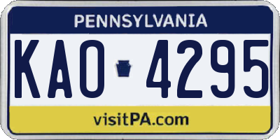 PA license plate KAO4295