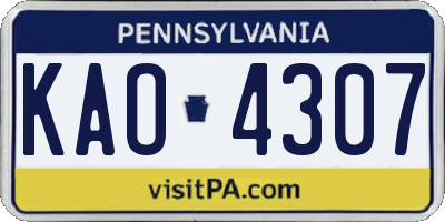 PA license plate KAO4307
