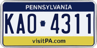 PA license plate KAO4311