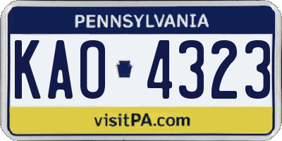 PA license plate KAO4323