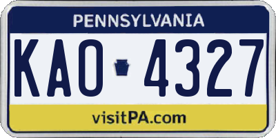 PA license plate KAO4327