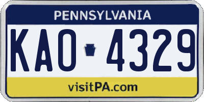 PA license plate KAO4329