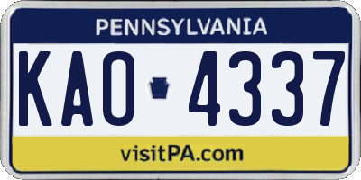 PA license plate KAO4337