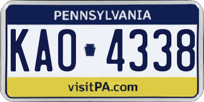 PA license plate KAO4338