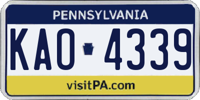 PA license plate KAO4339