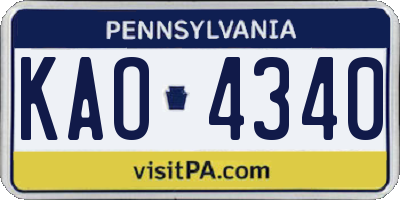 PA license plate KAO4340