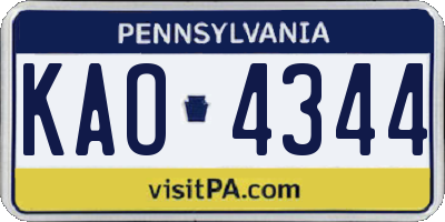 PA license plate KAO4344
