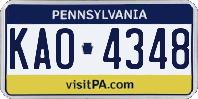 PA license plate KAO4348