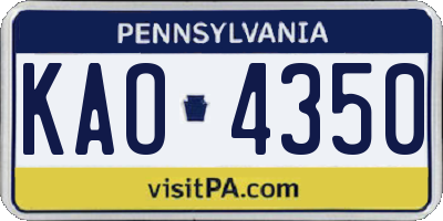 PA license plate KAO4350