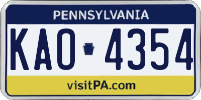 PA license plate KAO4354