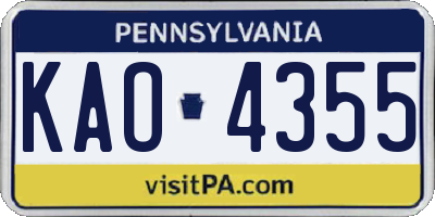PA license plate KAO4355