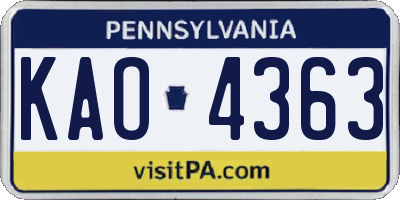 PA license plate KAO4363