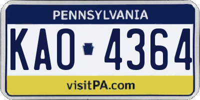PA license plate KAO4364