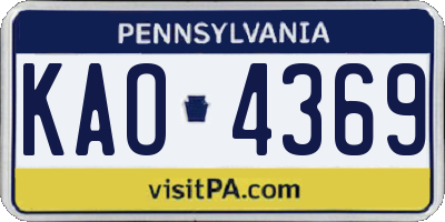 PA license plate KAO4369