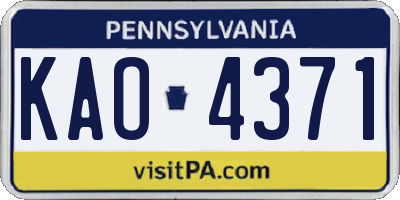 PA license plate KAO4371