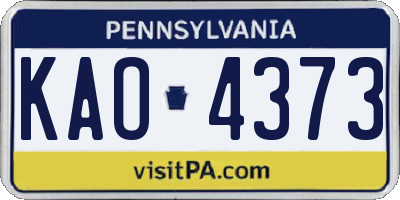 PA license plate KAO4373