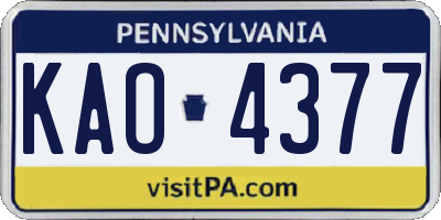 PA license plate KAO4377